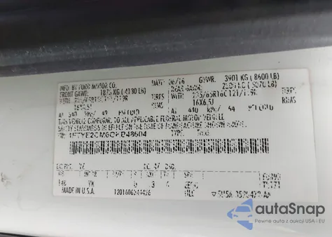 2016 Ford Transit-150 from USA, damaged, VIN 1FTYE2CM6GKB48604